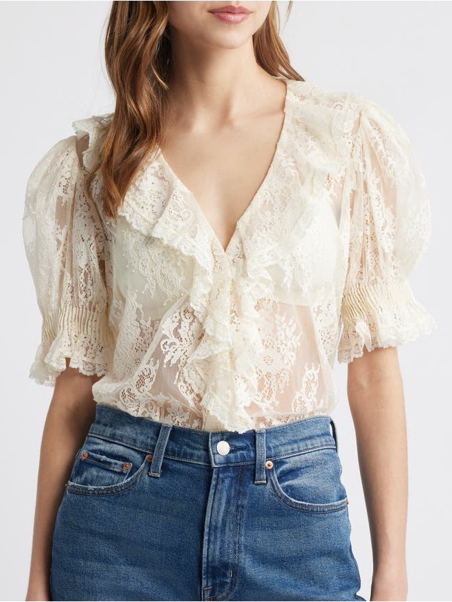 Doen Nwot Henri Top - Lace Ruffle